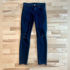 J Brand Dark Indigo Distressed Skinny Jeans